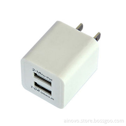 Dual USB Wall Charger for Samsung i9100, iPad, 5V/2A, Small Size, UV Printing